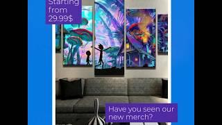 5 Piece Mushroom World Rick and Morty Canvas Wall Art Paintings