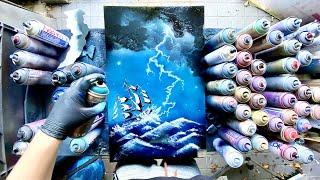Ship striked by Lightning - SPRAY PAINT ART by Skech
