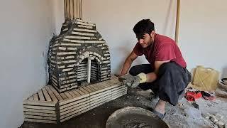 Finishing the beautiful fireplace andwhitewashing the house on a memorable day by Hossein and Jamila