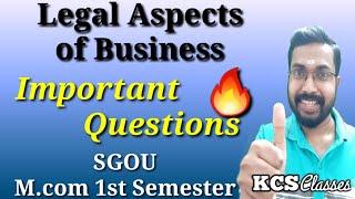 Legal Aspects of Business|Important Questions|SGOU M.com 1st Semester