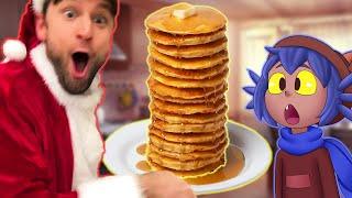 Santa makes pancakes from scratch using video game recipe