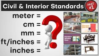 Part - 1 | Important Standard Dimensions for Civil Engineers, Interior Designers & Architects