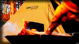 4K] Solo Camping 겨울감성 레벨업! GripSwany Madertent 첫피칭  with 화목난로.