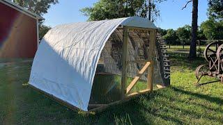 Building a hoop coop for our meat chickens!