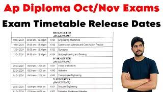 Diploma Exams Timetable Release Dates | Oct/Nov-2024 exams regular/supply | bsdvp telugu tech