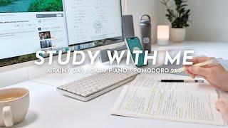 ️ 2-HOUR STUDY WITH ME |  Calm Piano, Gentle Rain | Pomodoro 25/5 | Japanese Study