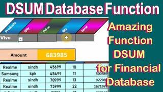 DSUM Function Amazing Usage in Database | DSUM Analytics in excel | Nasir IT Solution