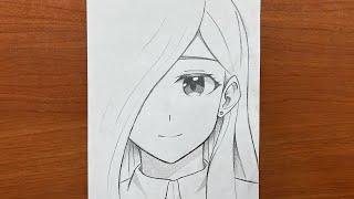 Easy drawing | How to draw cute anime girl step-by-step | anime drawing tutorial