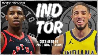 Indiana Pacers vs Toronto Raptors Full Game Highlights | Dec 3 | 2025 NBA Season