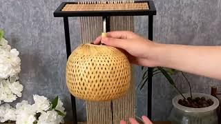 Retro handcrafted bamboo woven table lamp southeast asian zen style lamp