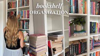 organize my messy bookshelves with me  & an updated bookshelf tour!