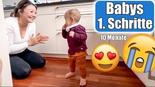 Sie läuft  Live Reaktion von Babys 1. Schritte! Emotionaler Tag & stolze Mama VLOG | Mamiseelen