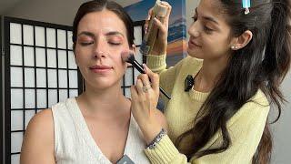 ASMR Real Person Bridal Makeup Application & Braided Bun Hair Styling | Relaxing Session and Tingles