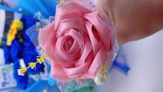 Full tutorial on how to make double satin ribbon rose flower | satin ribbon rose flower tutorial