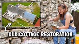 CAN WE SAVE THE OLD STONE WALLS?! Traditional method only DIY Irish cottage renovation.