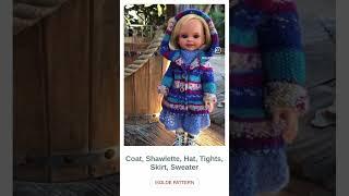 Isolde Pattern: coat, shawlette, hat, tights, skirt, sweater #shorts #knit #knitting_for_dolls