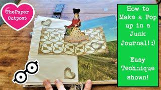 Pop-Up Idea #3  For a Junk Journal Page!  Step by Step Beginner Tutorial The Paper Outpost!