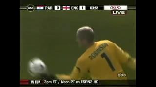 GOALKEEPER HITS TV SCREEN | Paul Robinson (England - Paraguay)