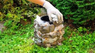 Cement and bags! I'll show you how to make a beautiful outdoor flowerpot!