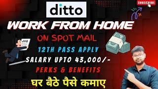 DITTO - WORK FROM HOME | 12TH PASS JOB | NO INVESTMENT JOB | FRESHERS JOB | EARN ONLINE #jobs2024