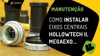 Como instalar eixos com caixas externas. Hollowtech II, Megaexo, etc. Pedaleria