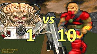 Spider Mastermind vs 10 Chaingunners - Monster Infighting - Doom II Retro Battles