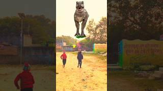 two boys running against dainasor #cartoon #vfxeditor #comedymovies #funny #vfxworld #newmusic