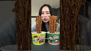 Comparing the new Buldak Jjajang Spicy Noodles to the original  #food #samyang