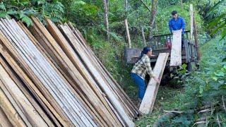 Rent a truck to transport wooden planks-Place the boards inside to dry.Happy couple together.