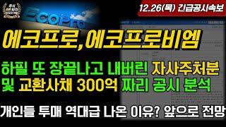 [2차전지] 에코프로, 에코프로비엠 회사에 돈이 그렇게 없다고? 장끝내고 내버린 자사주처분 공시 및 교환사채 발행 공시분석 개인들 투매 역대급으로 나온 이유?