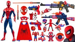 Spider-man Toys Collection Unboxing Review-AK47 guns，Cloak，Mask，gloves，pistol，Shield，Laser sword