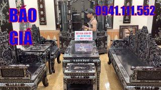 TỦ TRƯNG BẦY ĐỒ CẨN ỐC, BÀN GHẾ KHẢM ỐC, GHẾ ĐUNG ĐƯA GỖ CẨM LAI