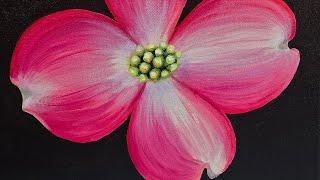 Easy Dogwood Blossom - Beginner Acrylic Painting Tutorial