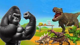 Pailwaan Gorilla vs Dinosaurs funny video || Cartoon Gorilla comedy video compilation