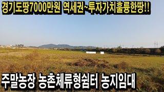 경기도땅7000만원 역세권 투자가치좋은땅 작물재배 접근성좋은땅 귀농귀촌 주말영농체험 텃밭 주말농장 농촌체류형쉼터 전원주택 농지연금 농지임대 스마트팜 경매땅공매땅