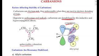 Carbanions And Factors Affecting Their Stability