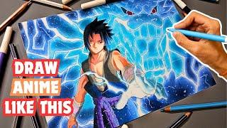 How To Draw Anime Like This | Drawing Sasuke Uchiha #sasuke #naruto #narutoshippuden