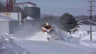 Train Snow Plowing Action in Minnesota