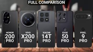 Motorola Edge 50 Pro vs Xiaomi 14T Pro vs Vivo X200 Pro vs Honor 200 Pro vs Pixel 9 Pro specs review