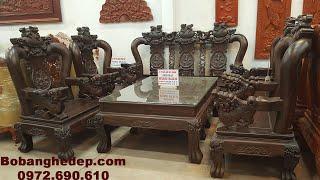  Bộ Bàn Ghế Gỗ Phòng Khách Đẹp Tay Nghê Cột 12 RẺ ĐẸP SANG TRỌNG