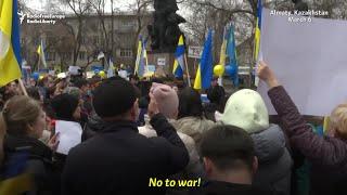 Kazakh Rally Condemns Russian Invasion Of Ukraine