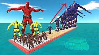 Deadpool Team vs 7 Levels of Ice Colossal Titan - Animal Revolt Battle Simulator