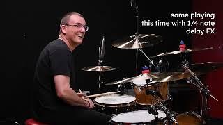 Stewart Copeland inspired drumming with delay FX - using Red Cymbals