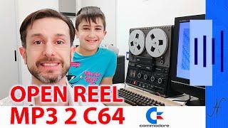 Open reel recorder connected to Commodore 64, save a program with MP32C64 