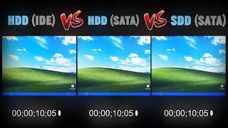 Windows XP HDD vs SSD Boot Time Comparison !