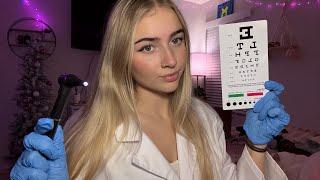 ASMR Realistic Ear and Eye Exam Medical Roleplay (gloves, whispered, light triggers)