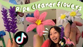 DIY flowers ~ pipe cleaner flower tutorials, tiktok inspired, cute gift idea