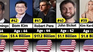 USA YOUNGEST BILLIONAIRES IN 2023 || TOP 50 USA BILLIONAIRES || #data #billionaire #comparison