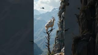Goat Jumps with Baby on Her Back After Two Helicopters Zoom By — Unreal Nature Moment! ️