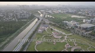 Aerial view of India TV office and Herbal Park in Sector 85, NOIDA